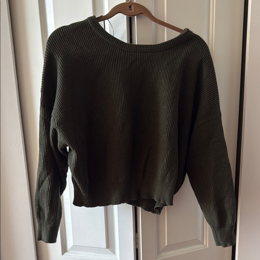 Zara Green Crew Neck Knit Sweater